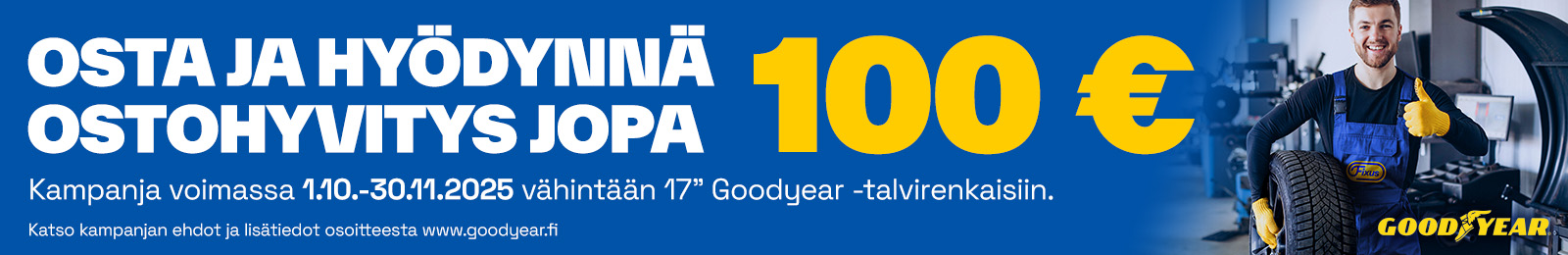 Goodyear Fixus talvirengaskampanja GoodYear kesärengas kampanja fixus korjaamolta ja myymälästä